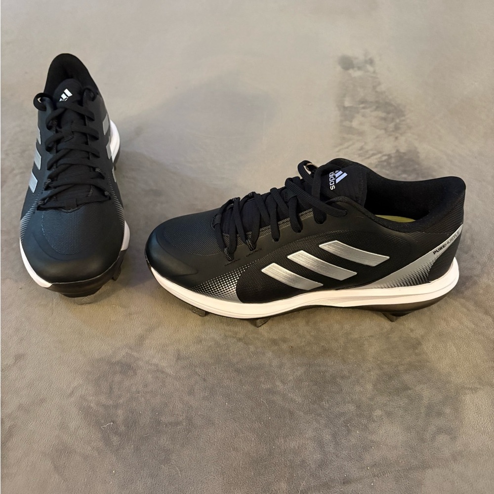Adidas Pure Hustle 2 sz 8 metal softball cleats NWT Black & Silver